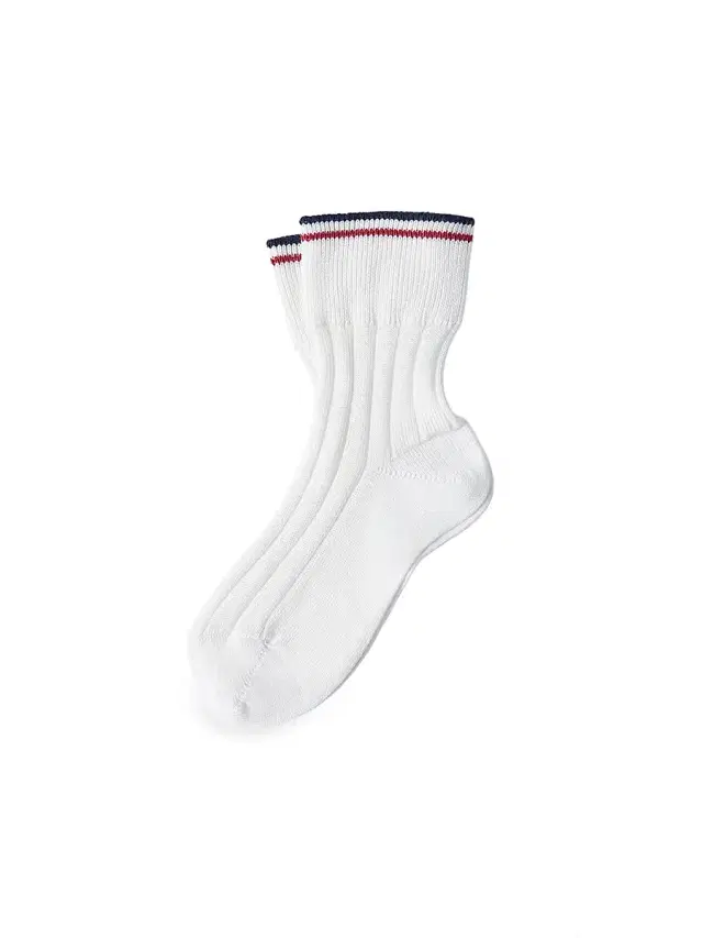Women's Cotton Rib Knit Socks with Stripes - White