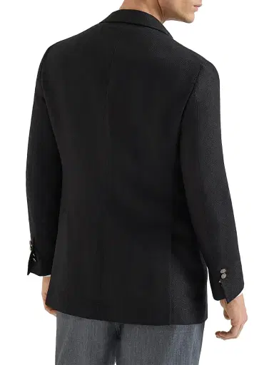 Brunello Cucinelli Men's Silk, Linen and Wool Hopsack Deconstructed Blazer - Black - Size 44 | Thumbnail 3 Brunello Cucinelli Men's Silk, Linen and Wool Hopsack Deconstructed Blazer - Black - Size 44 | Thumbnail 3