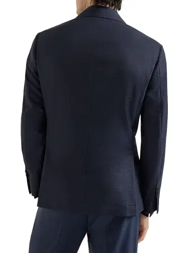 Brunello Cucinelli Men's Virgin Wool Houndstooth Blazer Jacket - Navy Blue - Size 48 | Thumbnail 3
