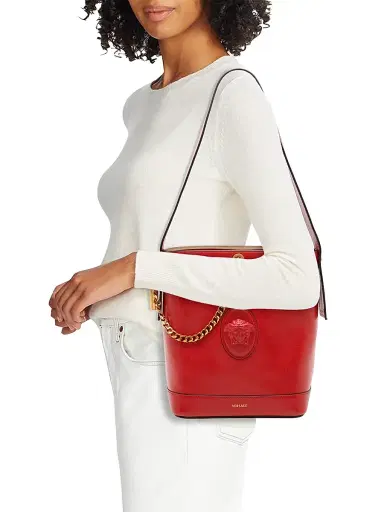 Versace Women's Pivot Small Leather Bucket Bag - Fire Gold | Thumbnail 2