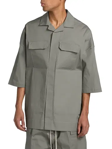 Rick Owens Men's Magnum Tommy Stretch-Cotton Camp Shirt - Euca - Size 44 | Thumbnail 3 Rick Owens Men's Magnum Tommy Stretch-Cotton Camp Shirt - Euca - Size 44 | Thumbnail 3