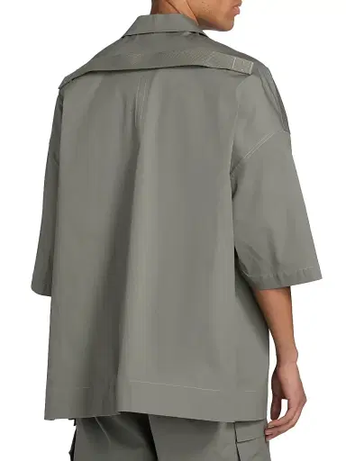 Rick Owens Men's Magnum Tommy Stretch-Cotton Camp Shirt - Euca - Size 44 | Thumbnail 5 Rick Owens Men's Magnum Tommy Stretch-Cotton Camp Shirt - Euca - Size 44 | Thumbnail 5