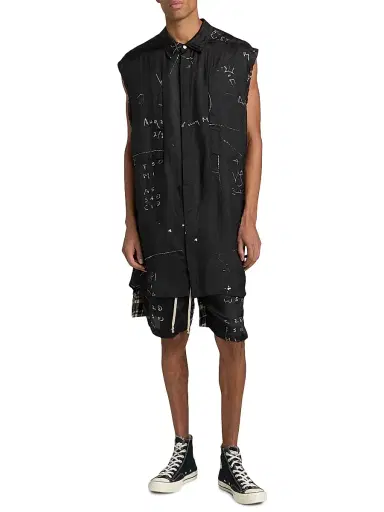 Rick Owens Men's Camicia Senza Abstract Vest - Black Milk | Thumbnail 2 Rick Owens Men's Camicia Senza Abstract Vest - Black Milk | Thumbnail 2