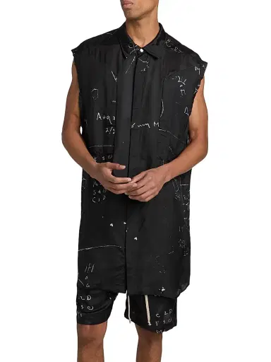 Rick Owens Men's Camicia Senza Abstract Vest - Black Milk | Thumbnail 3 Rick Owens Men's Camicia Senza Abstract Vest - Black Milk | Thumbnail 3