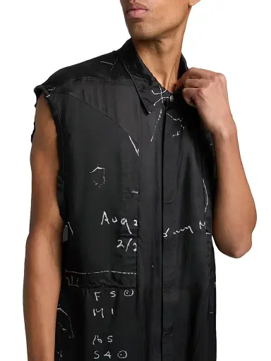 Rick Owens Men's Camicia Senza Abstract Vest - Black Milk | Thumbnail 6 Rick Owens Men's Camicia Senza Abstract Vest - Black Milk | Thumbnail 6