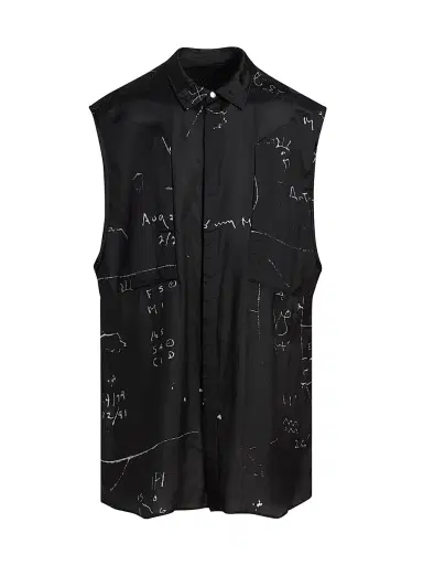Rick Owens Men's Camicia Senza Abstract Vest - Black Milk | Thumbnail 1 Rick Owens Men's Camicia Senza Abstract Vest - Black Milk | Thumbnail 1