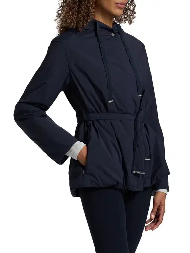 HERNO Women's Belted Hooded Jacket - Navy - Size 10 | Thumbnail 4