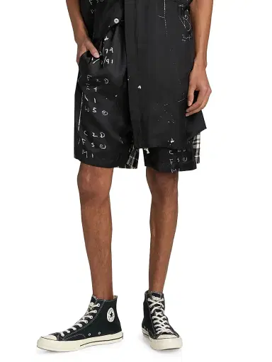 Rick Owens Men's Mixed Print Shorts - Black Milk Black - Size 38 | Thumbnail 3