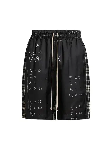 Rick Owens Men's Mixed Print Shorts - Black Milk Black - Size 38 | Thumbnail 1