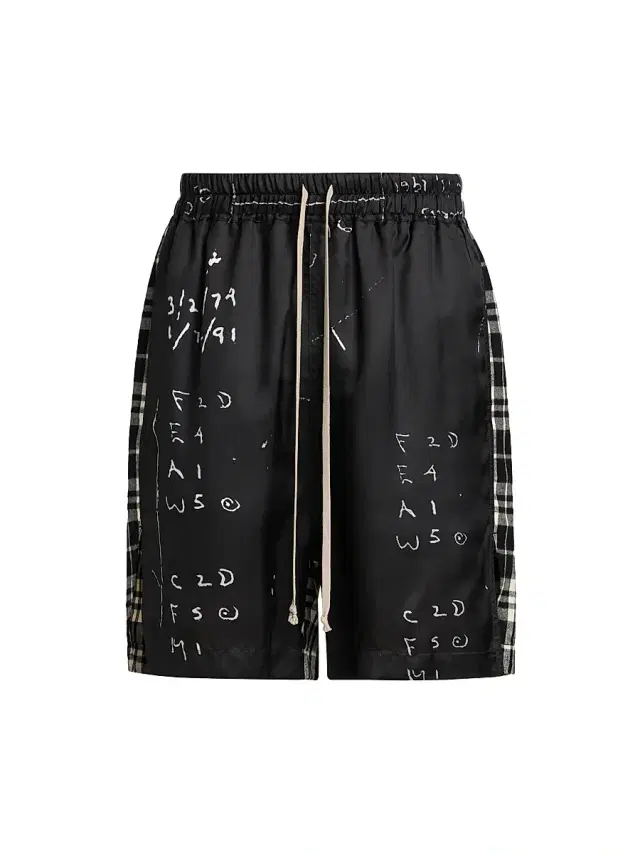 Rick Owens Men's Mixed Print Shorts - Black Milk Black