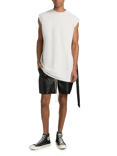 Rick Owens Men's Bela Leather Drawstring Shorts - Black - Size 36 | Thumbnail 2 Rick Owens Men's Bela Leather Drawstring Shorts - Black - Size 36 | Thumbnail 2