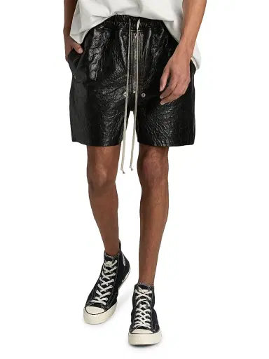 Rick Owens Men's Bela Leather Drawstring Shorts - Black - Size 36 | Thumbnail 3 Rick Owens Men's Bela Leather Drawstring Shorts - Black - Size 36 | Thumbnail 3