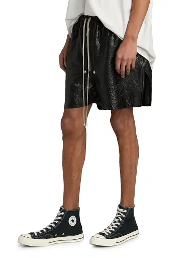Rick Owens Men's Bela Leather Drawstring Shorts - Black - Size 36 | Thumbnail 4 Rick Owens Men's Bela Leather Drawstring Shorts - Black - Size 36 | Thumbnail 4