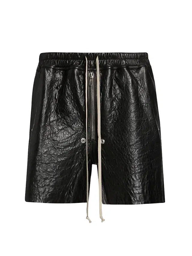 Rick Owens Men's Bela Leather Drawstring Shorts - Black