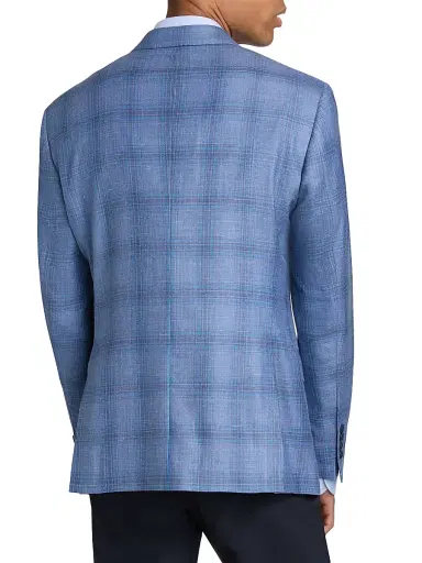 Emporio Armani Men's Plaid Single-Breasted Jacket - Blue - Size 42 | Thumbnail 5 Emporio Armani Men's Plaid Single-Breasted Jacket - Blue - Size 42 | Thumbnail 5