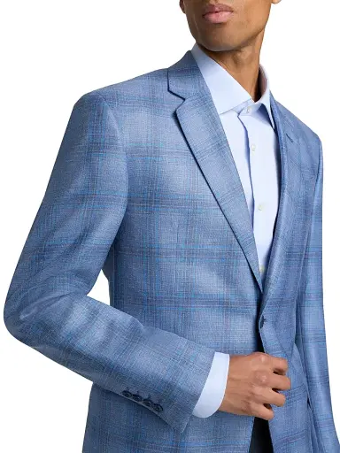 Emporio Armani Men's Plaid Single-Breasted Jacket - Blue - Size 42 | Thumbnail 6 Emporio Armani Men's Plaid Single-Breasted Jacket - Blue - Size 42 | Thumbnail 6