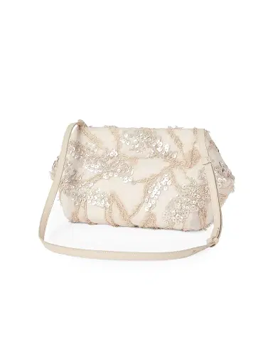 Brunello Cucinelli Women's Silk Organza Pouch with Dazzling Seabed Embroidery - Beige | Thumbnail 4 Brunello Cucinelli Women's Silk Organza Pouch with Dazzling Seabed Embroidery - Beige | Thumbnail 4