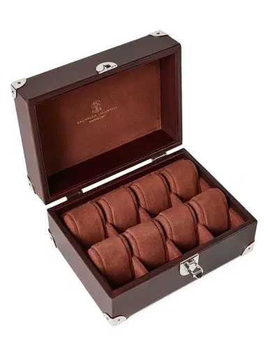 Brunello Cucinelli Burnished Calfskin Watch Organizer - Brown | Thumbnail 3