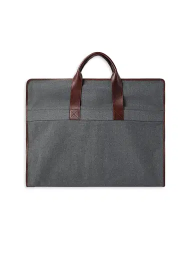 Brunello Cucinelli Men's Techno Fabric and Calfskin Suit Holder - Anthracite | Thumbnail 3 Brunello Cucinelli Men's Techno Fabric and Calfskin Suit Holder - Anthracite | Thumbnail 3