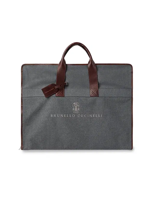 Brunello Cucinelli Men's Techno Fabric and Calfskin Suit Holder - Anthracite
