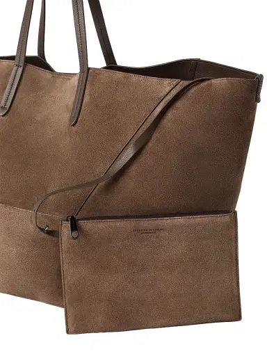 Brunello Cucinelli Women's Suede with Monili in Tote Bag - Bark | Thumbnail 5