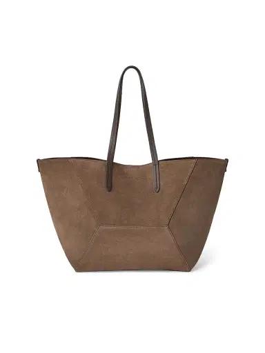 Brunello Cucinelli Women's Suede with Monili in Tote Bag - Bark | Thumbnail 1