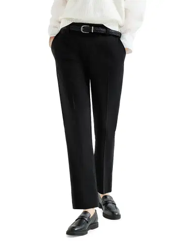 Brunello Cucinelli Women's Stretch Twisted Cotton Twill Cigarette Trousers - Black | Thumbnail 2 Brunello Cucinelli Women's Stretch Twisted Cotton Twill Cigarette Trousers - Black | Thumbnail 2