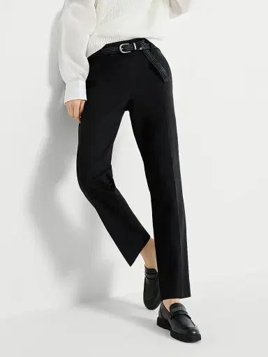 Brunello Cucinelli Women's Stretch Twisted Cotton Twill Cigarette Trousers - Black | Thumbnail 5 Brunello Cucinelli Women's Stretch Twisted Cotton Twill Cigarette Trousers - Black | Thumbnail 5