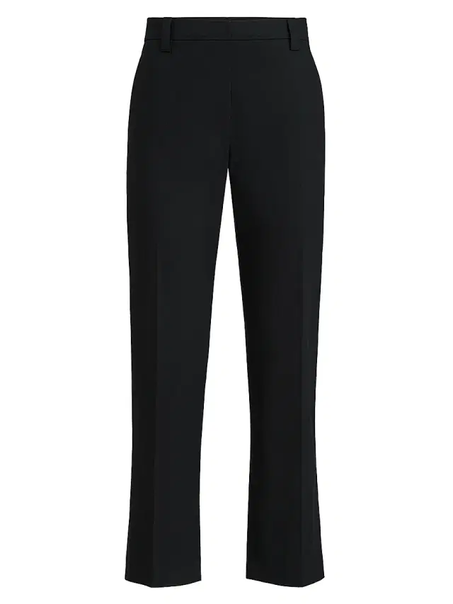Women's Stretch Twisted Cotton Twill Cigarette Trousers - Black