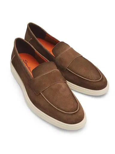 Santoni Men's Revolve Suede Loafers - Brown - Size 11 | Thumbnail 2