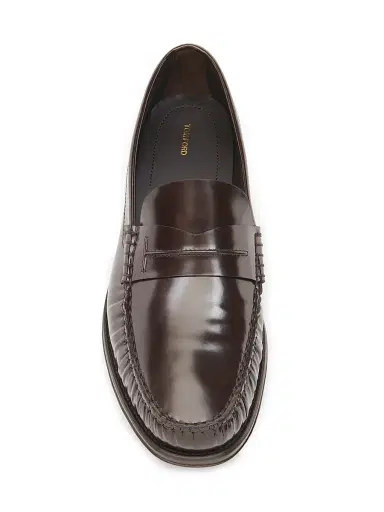 Tom Ford Men's Burnished Leather Penny Loafers - Brown - Size 12.5 | Thumbnail 4