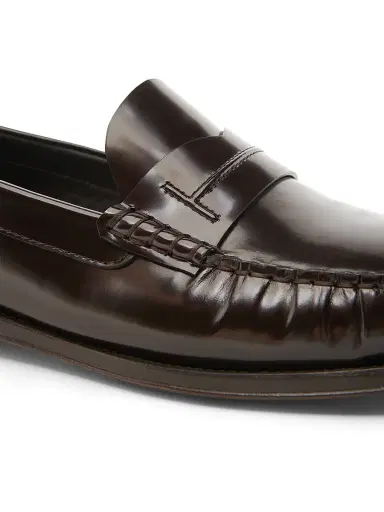 Tom Ford Men's Burnished Leather Penny Loafers - Brown - Size 12.5 | Thumbnail 5