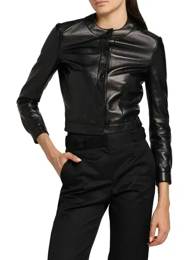Tom Ford Women's Leather Cardigan Jacket - Naa Black - Size 10 | Thumbnail 3