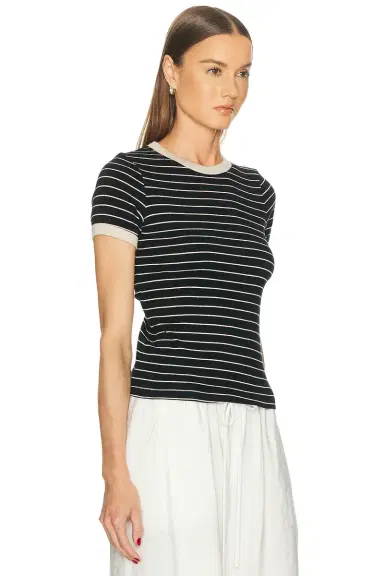 Enza Costa Cotton Stripe Classic Short Sleeve Tee | Thumbnail 2