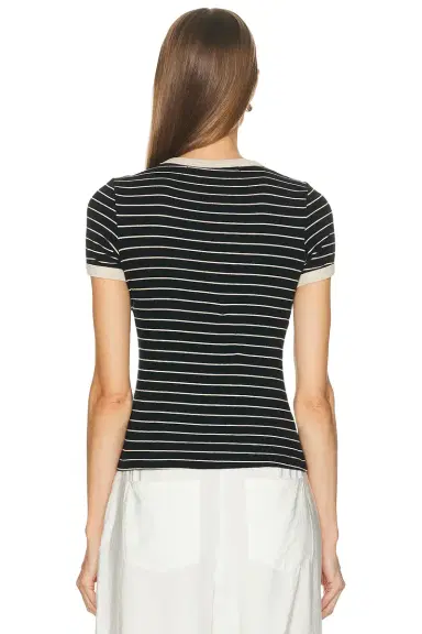 Enza Costa Cotton Stripe Classic Short Sleeve Tee | Thumbnail 3