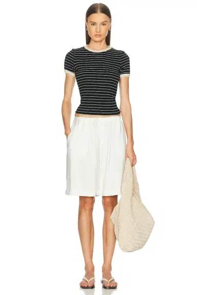 Enza Costa Cotton Stripe Classic Short Sleeve Tee | Thumbnail 4
