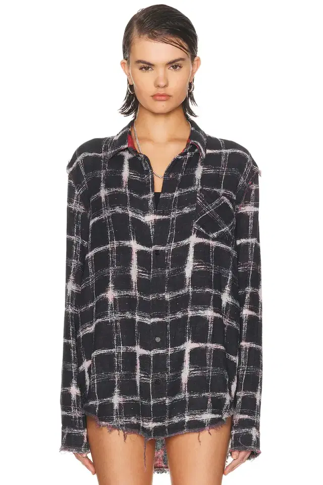 R13 Reversible Shredded Seam Shirt