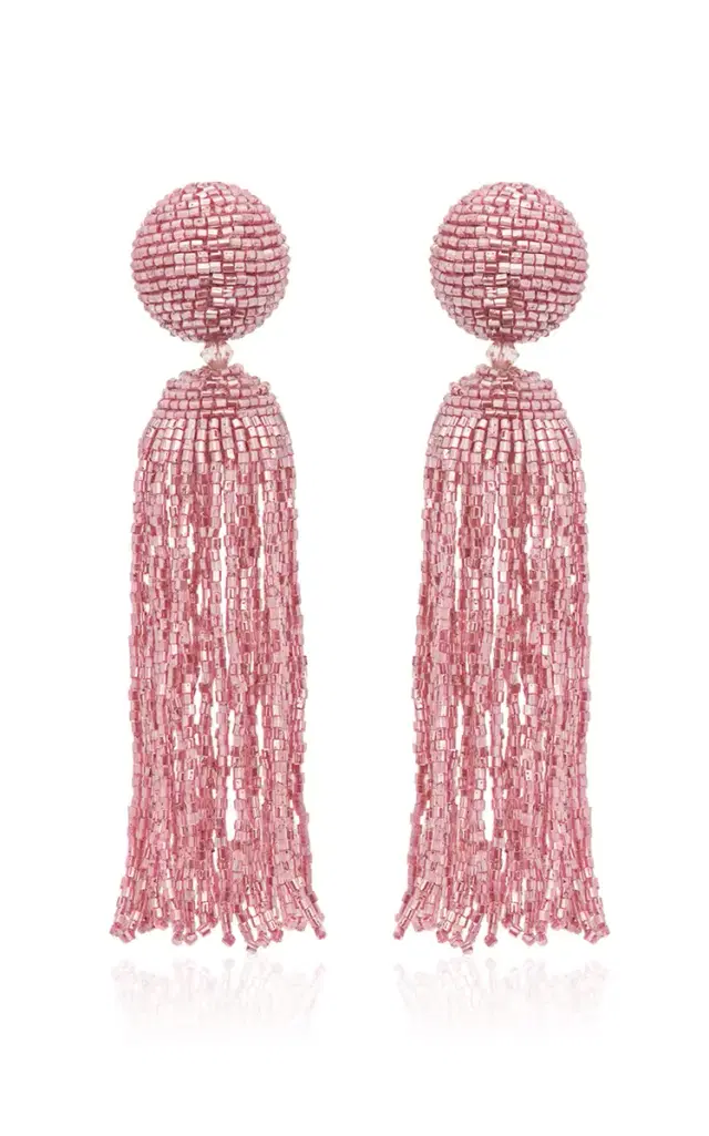 Metallic Beaded Tassel Earrings