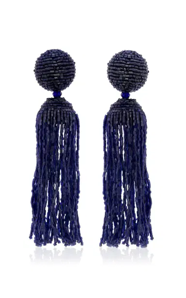Oscar de la Renta Metallic Beaded Tassel Earrings 2 | Thumbnail 2