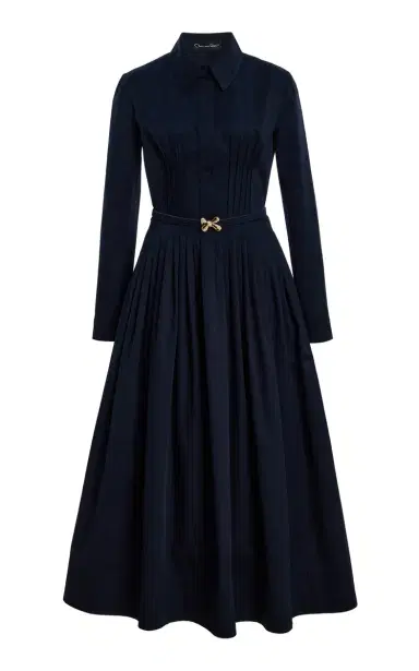 Oscar de la Renta Collared Stretch-Twill Midi Dress | Thumbnail 1 Oscar de la Renta Collared Stretch-Twill Midi Dress | Thumbnail 1