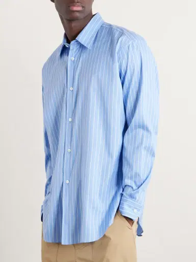 Auralee Striped Cotton and Silk-Blend Shirt - Men | Thumbnail 3 Auralee Striped Cotton and Silk-Blend Shirt - Men | Thumbnail 3