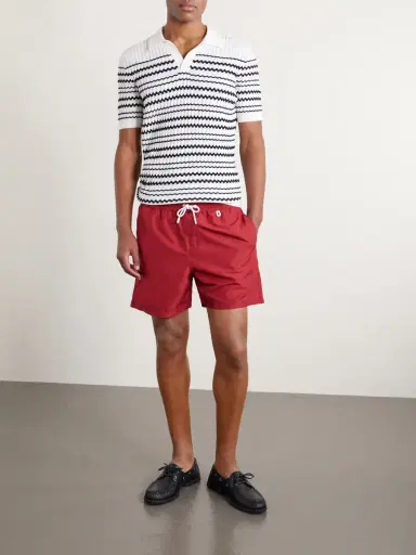 Orlebar Brown Canet Striped Ribbed-Knit Organic Cotton Polo Shirt - Men | Thumbnail 2