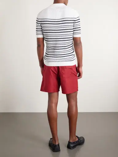 Orlebar Brown Canet Striped Ribbed-Knit Organic Cotton Polo Shirt - Men | Thumbnail 4