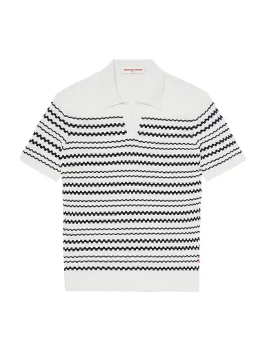 Orlebar Brown Canet Striped Ribbed-Knit Organic Cotton Polo Shirt - Men | Thumbnail 1