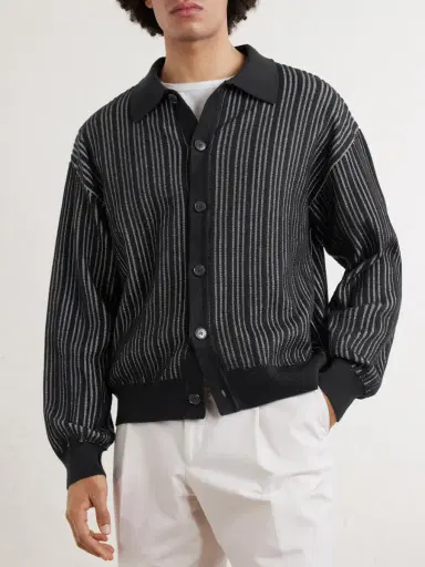 mfpen Formal Striped Ribbed Cotton Cardigan - Men | Thumbnail 3