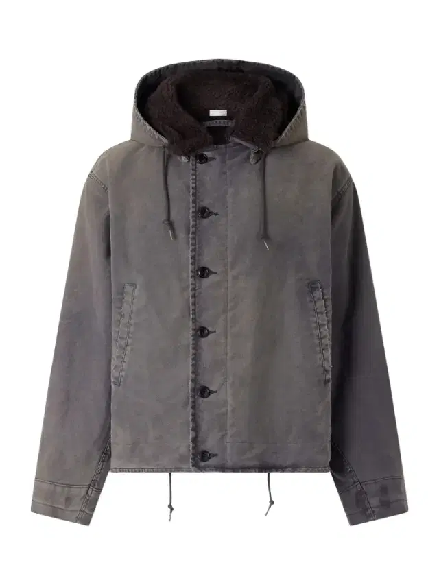 Fleece-Lined Distressed Cotton-Canvas Hooded Jacket - Men