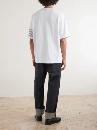 Thom Browne Striped Cotton-Piqué T-Shirt - Men | Thumbnail 4 Thom Browne Striped Cotton-Piqué T-Shirt - Men | Thumbnail 4