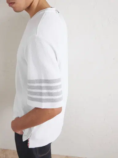 Thom Browne Striped Cotton-Piqué T-Shirt - Men | Thumbnail 5 Thom Browne Striped Cotton-Piqué T-Shirt - Men | Thumbnail 5