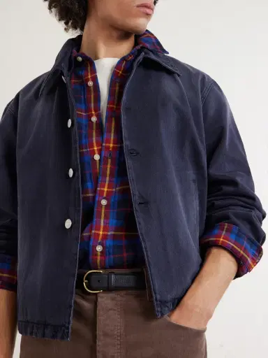 mfpen Union Cropped Garment-Dyed Organic Denim Jacket - Men | Thumbnail 5