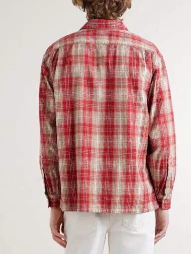 A.PRESSE Checked Cotton and Silk-Blend Twill Shirt - Men | Thumbnail 4